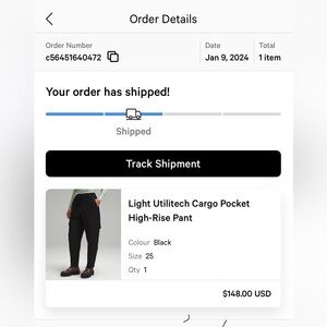 Lululemon Light Utilitech Cargo Pocket High Rise Pant